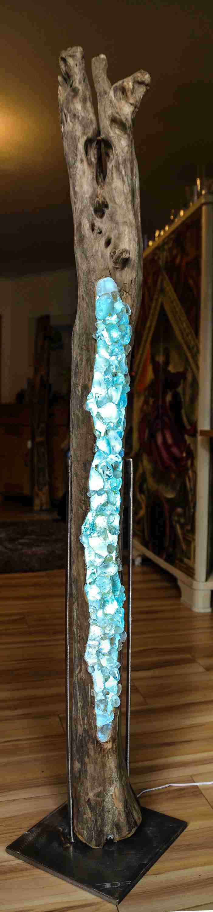 PW27 Treibholz Stehlampe Inneres Glühen 1
